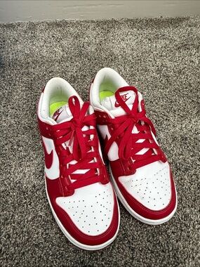 Nike Kids Red and White Low-Top Sneakers with Bright Accents
